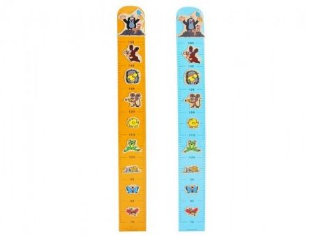 Metr dětský dřevěný na zeď Krtek