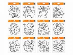 Předlohy na malování na sklo s vyvýšenou konturou velikonoční 17x14cm