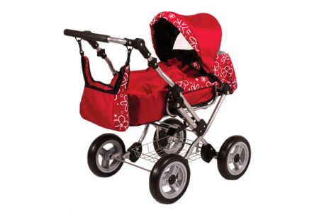 Kočárek pro panenky ODPRUŽENÝ trojkombinace - VELKÝ pevný (VZOR-115-028 )