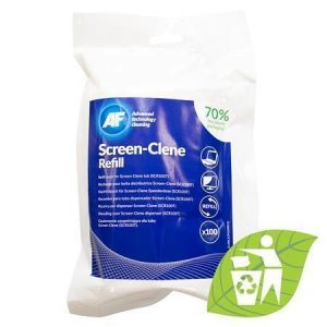 Čisticí ubrousky na obrazovky "Screen-Clene Refill", antistatické, náplň, 100 ks, AF SCR10