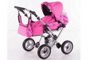 Kočárek pro panenky ODPRUŽENÝ trojkombinace - VELKÝ pevný (VZOR-115-036 )
