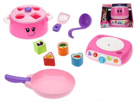 Hrnec/vkládačka 20cm se sporákem na baterie se světlem,zvukem a doplňky