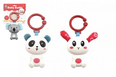 Chrastítko panda/zajíc/koala plast 18cm mix barev