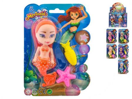 Mořská panna 13cm s doplnky 6 barev