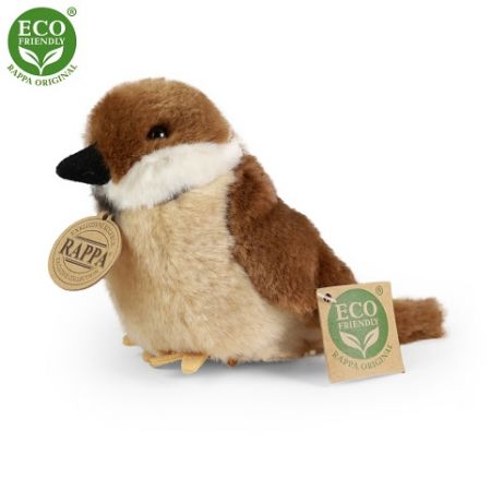 Plyšový pták vrabec stojící 13cm