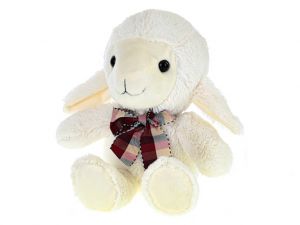 Beránek plyšový 25cm sedící s mašlí