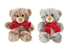 Medvěd sedící s mašlí plyš 18cm