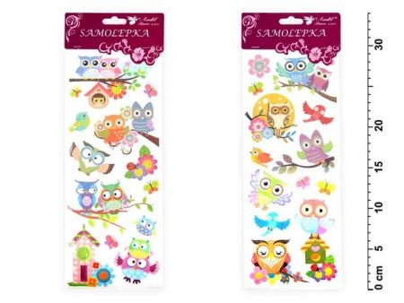 Samolepky sovičky s glitry 30x12 cm