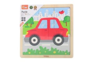 Dřevěné puzzle 9 dílků - autíčko