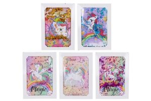 Notes 15x21 80listů jednorožec gliter s tekutinou