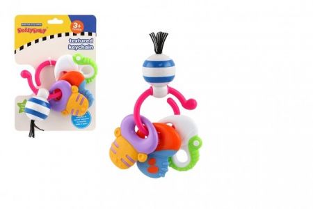 Chrastítko/Kousátko přívěsek s tvary plast 14x11cm