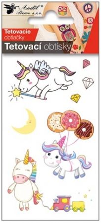 Tetovací obtisky 10,5 x 6 cm - jednorožci