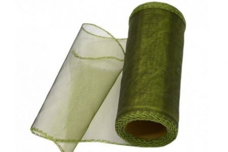 Organza 12cm/10y tmavě zelená (12cm-9m-obšitá 12 cm/9m)