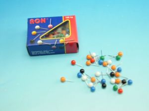 Mapové špendlíky s barevnou kulatou hlavičkou 100ks (433)