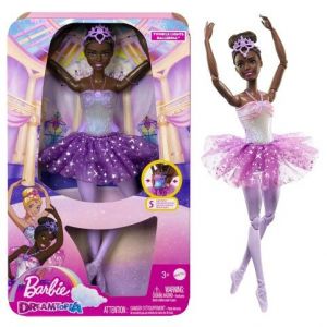 Barbie SVÍTÍCÍ MAGICKÁ BALETKA S FIALOVOU SUKNÍ