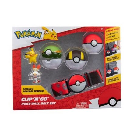 Pokémon Clip 'n' Go Poke Ball Belt Set (Ultra Ball, Poke Ball, Nest Ball, Scorbunny,Pikach