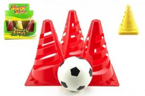 Kužel 4ks s míčkem plast 20cm asst 2 barvy 8ks v síťce