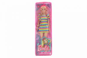 Barbie Modelka - proužkované šaty s volány HJR96