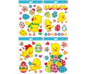 Okenní fólie velikonoční - kuřátka a vejce 30x20 cm