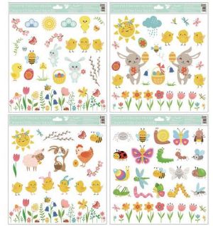 Okenní fólie velikonoční - sluníčko a kuřátka 30x33,5 cm