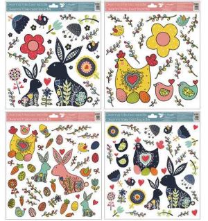 Okenní fólie velikonoční - zajíc a slepice 30x33,5 cm