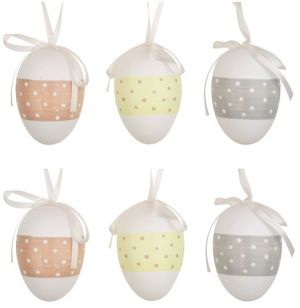 Vajíčka plastová na zavěšení s puntíky 6 cm, 6 ks