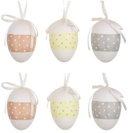 Vajíčka plastová na zavěšení s puntíky 6 cm, 6 ks