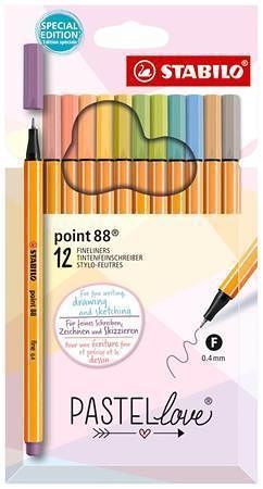Fineliner &quot;Point 88 Pastellove&quot;, sada, 12 různých barev, 0,4 mm, STABILO 8812-7-7