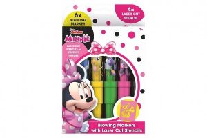 Fixy foukací na papír 6ks se šablonami Minnie v krabičce 12x19cm