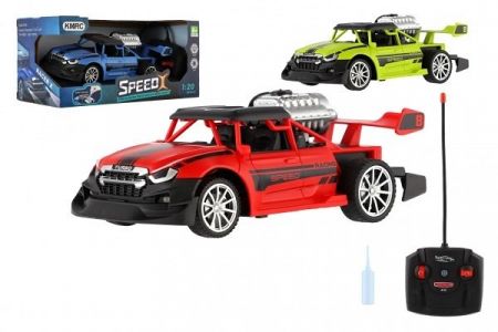 Auto RC buggy vypouštějící páru plast 20cm 40MHz na baterie se světlem 3 barvy v krabici