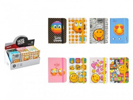 Poznámkový blok A6 Smajlík 96 listů zavírání na gumičku mix druhů