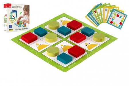 Logic/Sudoku logická hra dřevo 16ks v krabičce 21x21x5cm