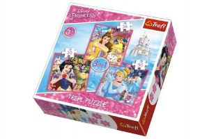 Puzzle 3v1 Princezny Disney 20x19,5cm v krabici 28x28x6cm