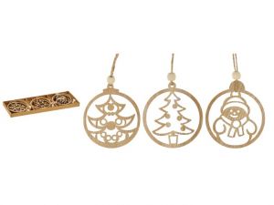 Ozdoby dřevěné set závěsymix 9ks/6,5x6,5cm XC20191227