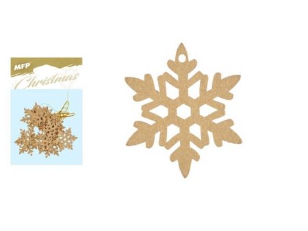 Vločka závěs dřevěný zlatý 12ks/4,5cm XC20181274