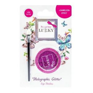 Lukky gelové oční stíny s holgrafickými třpytkami a štětcem,