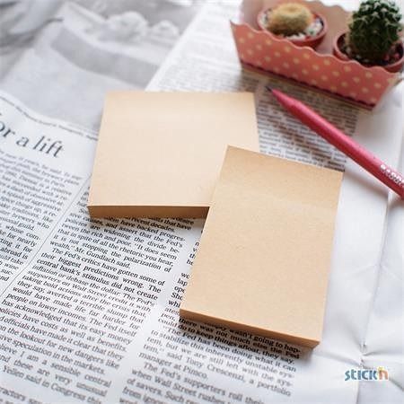 Samolepicí bloček "Kraft Notes", hnědá barva, 76x76 mm, 100 listů, STICK N 21639