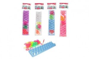 Udělej si svůj náramek - gumičky 300ks + náčiní + pletací stav na náramky v sáčku 8x29x3cm