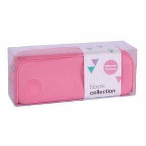 Penál &quot;Nordic&quot;, růžová, se zipem, silikon, APLI 18417