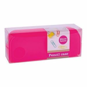 Penál "Fluor", neonově růžová, se zipem, silikon, APLI 18419