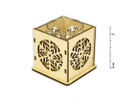 Svícen vločka dřevěný LMX-3642