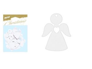 Anděl závěs dřevěný bílý 12ks/4,5cm XC20181303