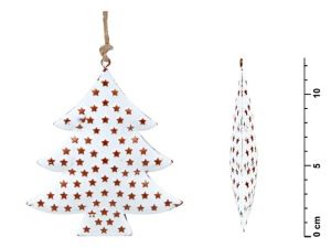 Stromek závěs plech bílý hvědičky 12cm