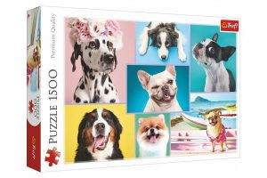 Puzzle Roztomilí psi 1500 dílků 85x58 cm v krabici 40x27x6cm