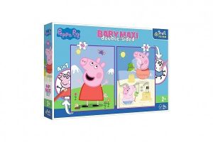 Puzzle 4v1 maxi oboustranné 2x10 dílků Peppa má dobrý den/Peppa Pig 30x40cm v krabici