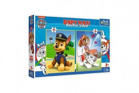 Puzzle 4v1 maxi oboustranné 2x10 dílků Tým Tlapkové patroly/Paw patrol 30x40cm v krab.