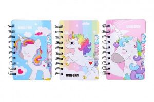 Poznámkový blok/notes Jednorožec kroužkový linkovaný 57 stran 3 barvy 10x14cm v sáčku