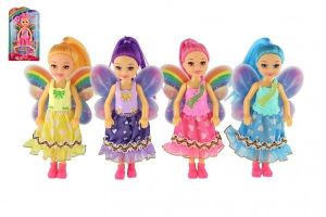 Panenka víla s křídly plast 14cm se sponkou 4 barvy na kartě