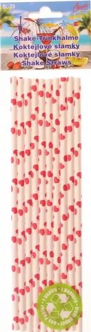 Slámky koktejlové srdíčka 22cm 10ks