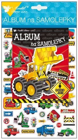 Album na samolepky hologram 45 samolepek 16x29 cm, pracovní stroje